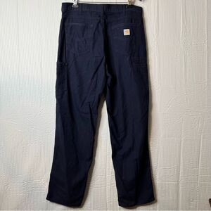 Carhartt FR Loose Fit Navy Blue Canvas Work Pants Size 38/34